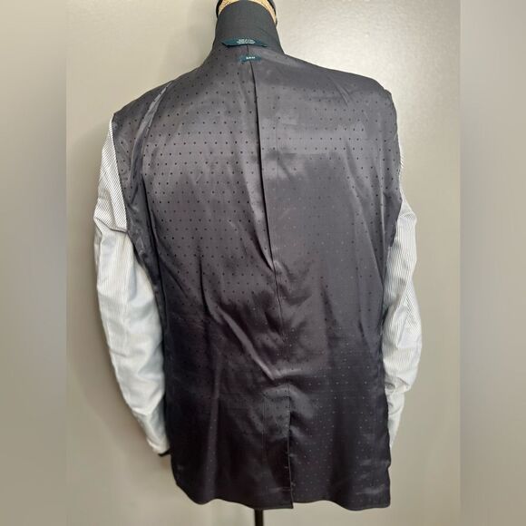 Perry Ellis slim fit pindot black suit jacket size 40 regular stretch knit - Picture 11 of 14